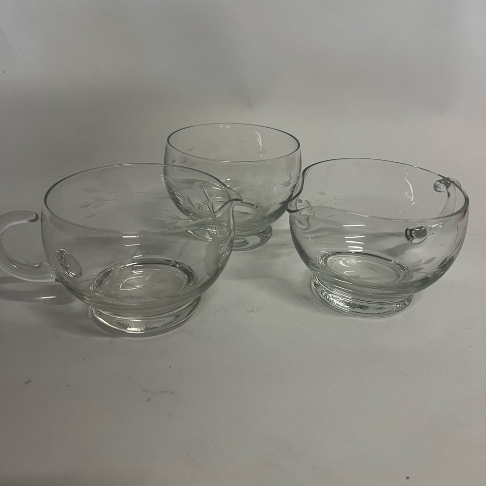 Vtg Princess House Heritage Crystal 1 Sugar and 2 Creamer Set
